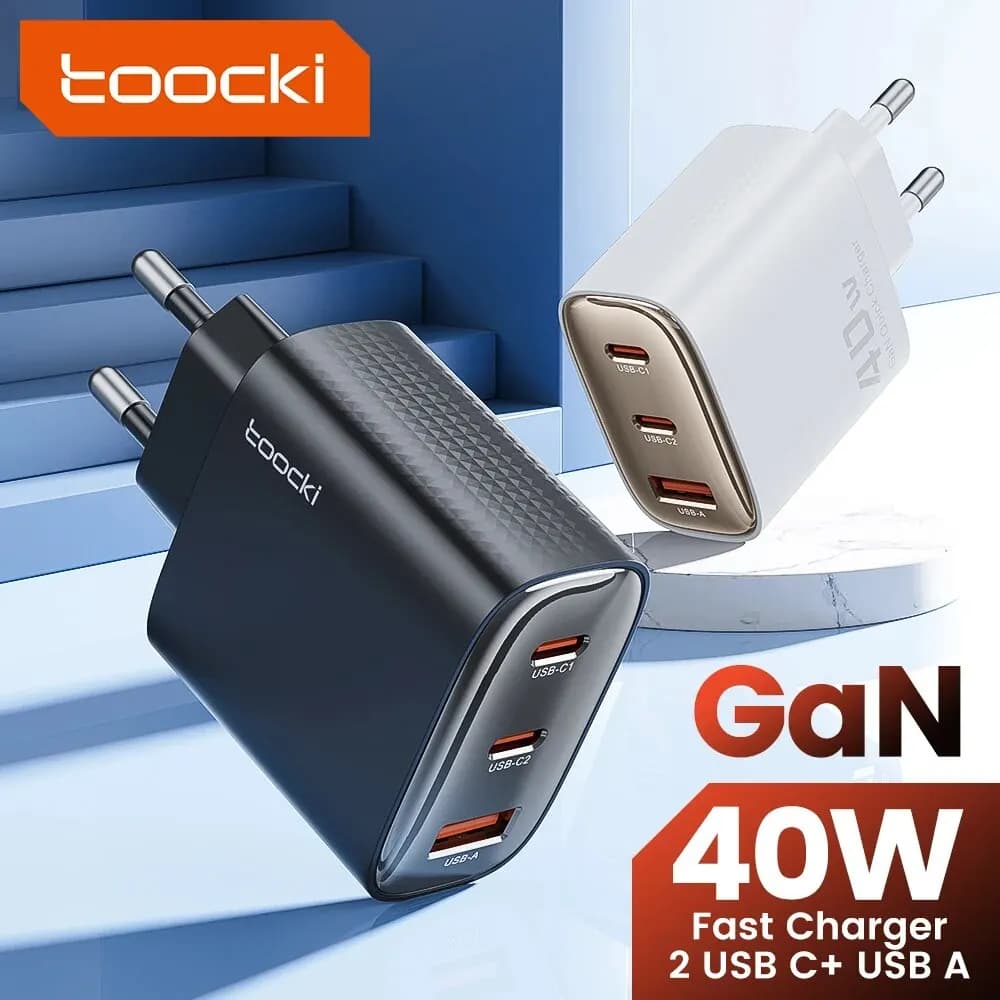 Toocki 40 W GaN USB-Ladegerät Typ C QC 4.0 Schnellladung Dual Typ C Schnelles Telefon-Ladegerät für iPhone 15 14 13 12 Pro Max Samsung S23