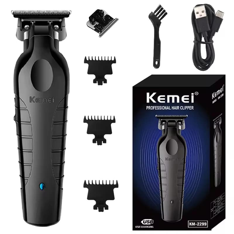 Kemei 2299 Barber Akku-Haarschneider 0 mm Zero Gapped Carving Clipper Detailer Professionelle elektrische Finish-Schneidemaschine