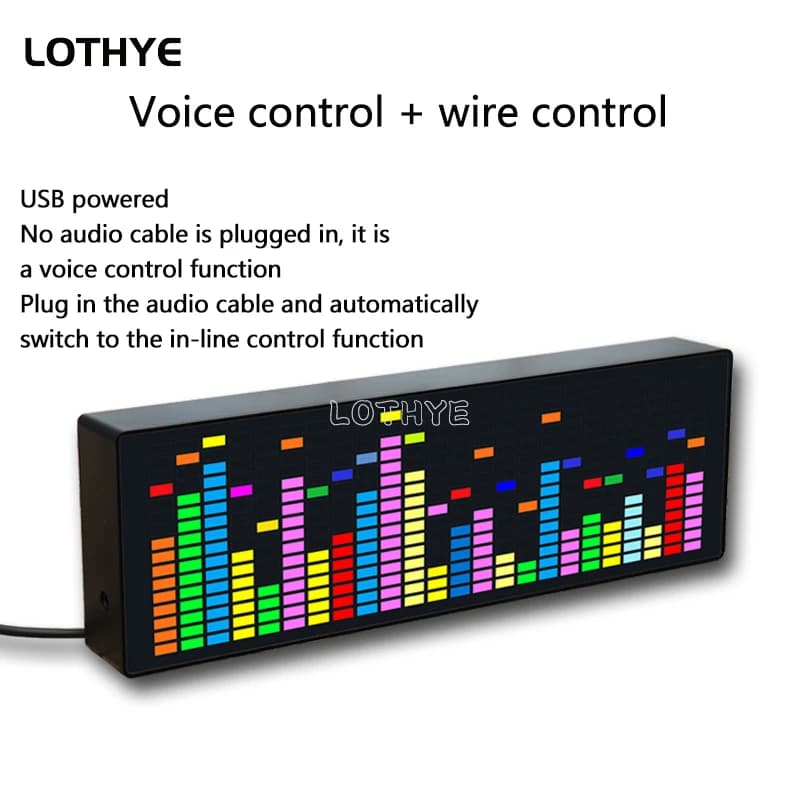 LOTHYE RGB Rhythmus LED Stereo Musik Spektrum Pickup Elektronische Uhr Sprachsteuerung Pegelanzeige VU Meter Auto Atmosphäre Lampe