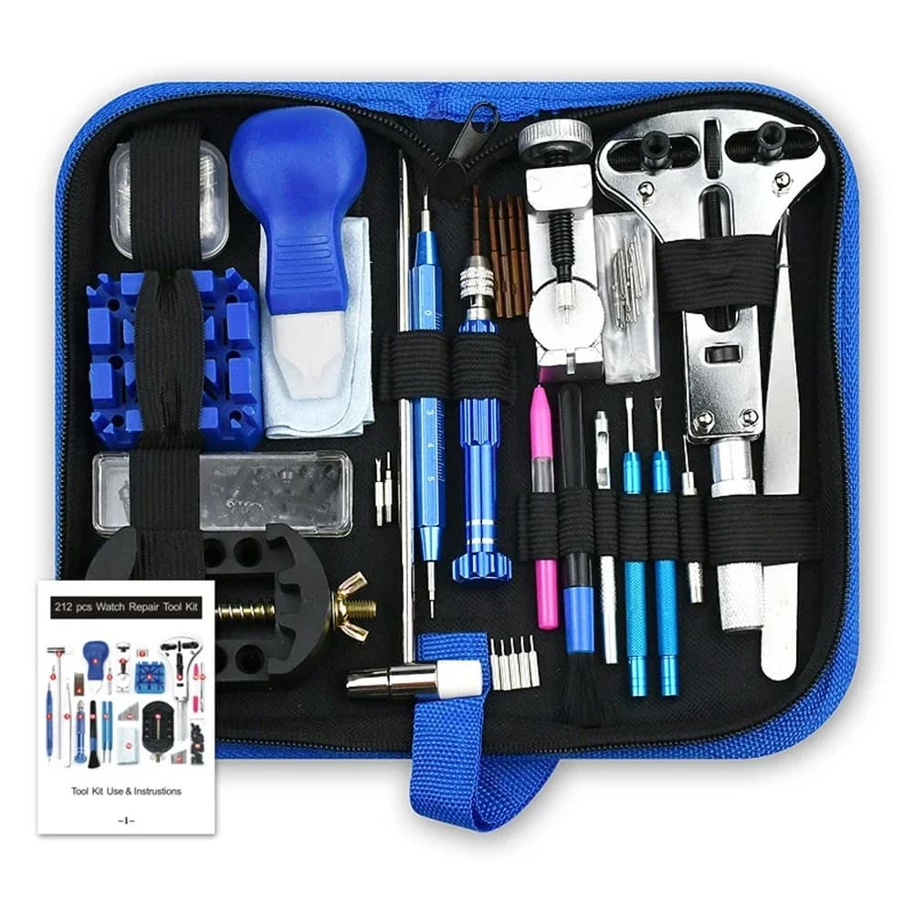 212 stücke Uhr Opener Reparatur Tool Kit Uhr Hebeln Messer Schraubendreher Pin Hammer Set Uhrmacher Band Link Uhrmacher Zubehör