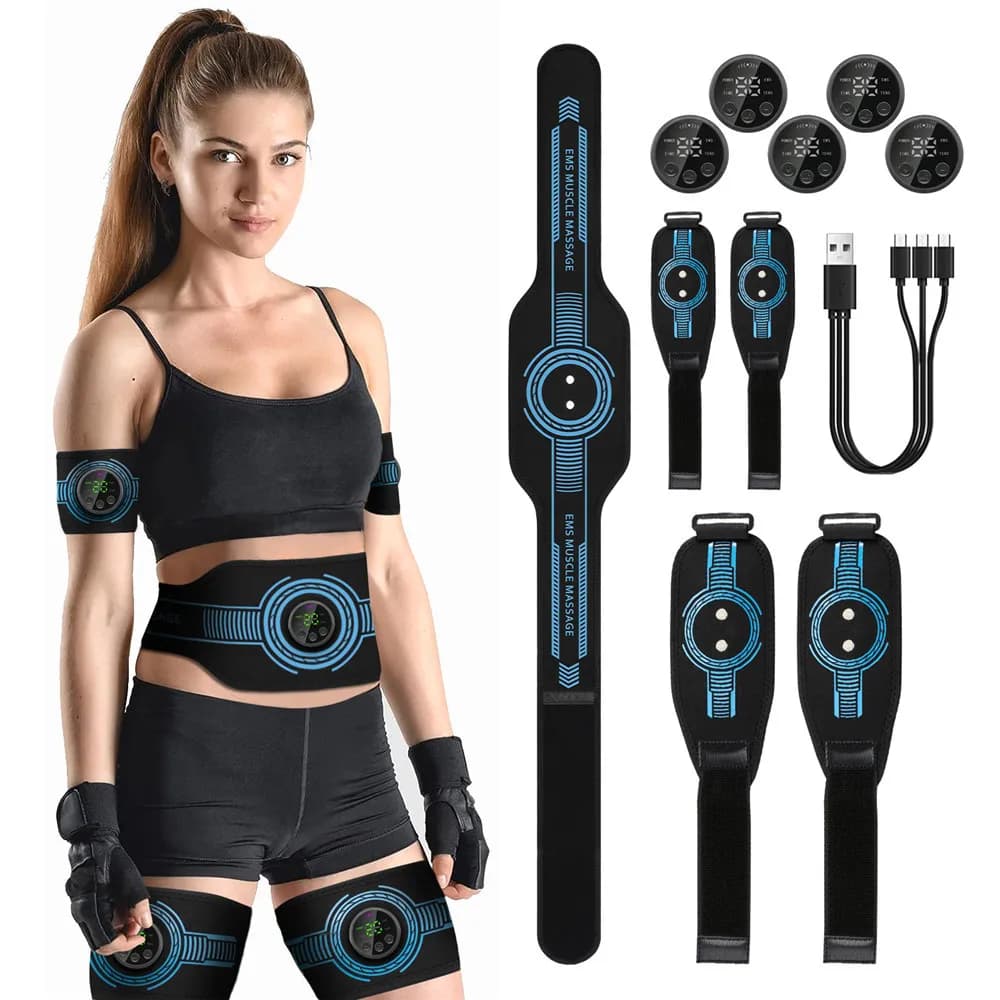 EMS Gürtel Massage Set Bauch Fitness Gerät Intelligente Gürtel Ganzkörper Muskel Stimulation Trainer USB Lade Version