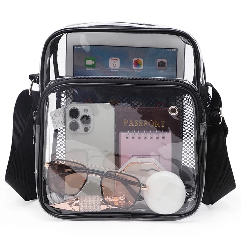 TINYAT Damen-Taschen, leicht, Netzgurt, wasserdicht, transparent, PVC, für verlorene Kopfhöreranschlüsse, Regenschirm, Handy, 9,7 Zoll iPad