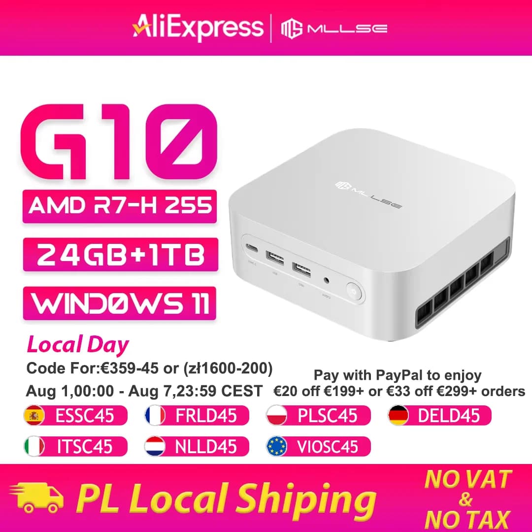 Mllse G10 Mini-PC Neuer AMD Ryzen 7 H 255 24GB RAM 1TB SSD Wi-Fi 6 BT5.2 USB4.0 Windows 11 Pro Gaming Desktop Mini-Computer