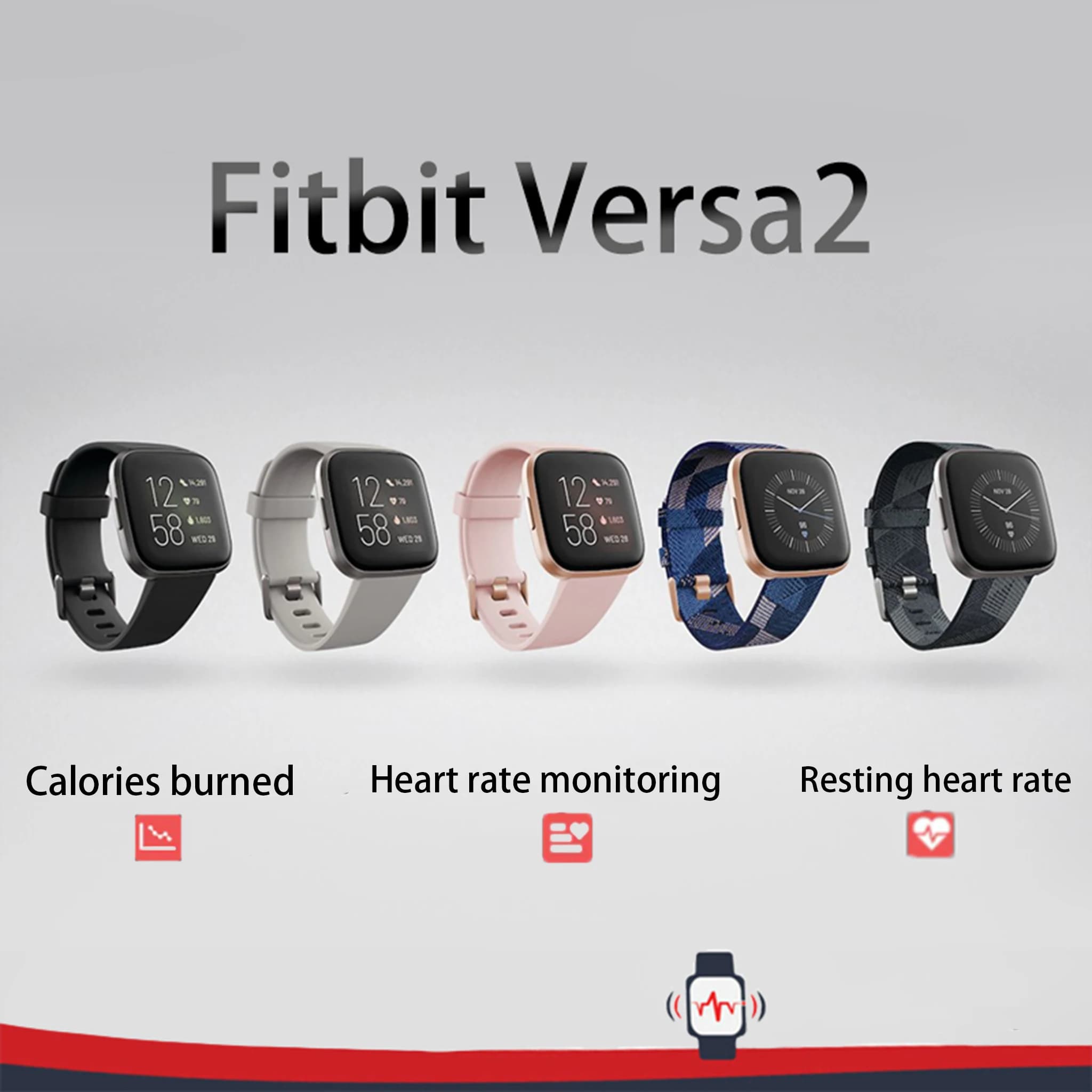 Fitbit Versa 2 Gesundheits- und Fitness-Smartwatch mit integrierter Herzfrequenz-, Musik- und Alexa-Tracking, Schwarz/Carbon