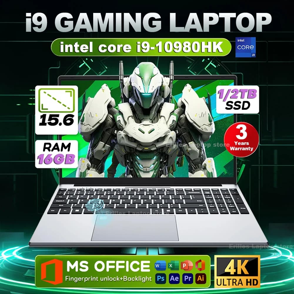15,6-Zoll-Laptop Intel Core i9 10980HK Windows 11 Gamer-PC 16GB RAM 512GB 1TB 2TB SSD Laptop Fingerabdrucksensor Hintergrundbeleuchtung Computer