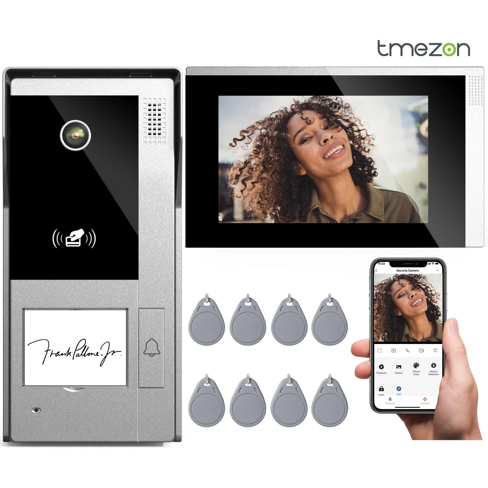 Tmezon 7 Zoll Tuya App 1080p WLAN Smart Video Tür sprechanlage mit kabel gebundener Türklingel App/Passwort/Karte Swipe Touchscreen
