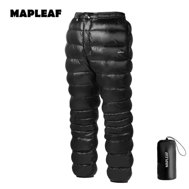 MAPLEAF Daunenhose, ultraleichte, warme Daunenhose, 800FP, Winterschneehose, winddicht, wasserdicht, Skihose, Camping- und Wanderhose