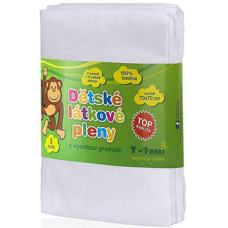 T-TOMI TETRA White Stoffwindeln High Quality 70x70 cm 5 St.