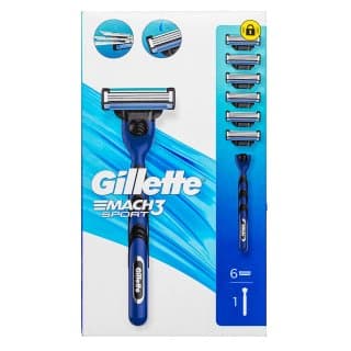 Gillette Mach3 Sport Rasierer + Ersatzköpfe Razor + Spare Heads 6 pcs