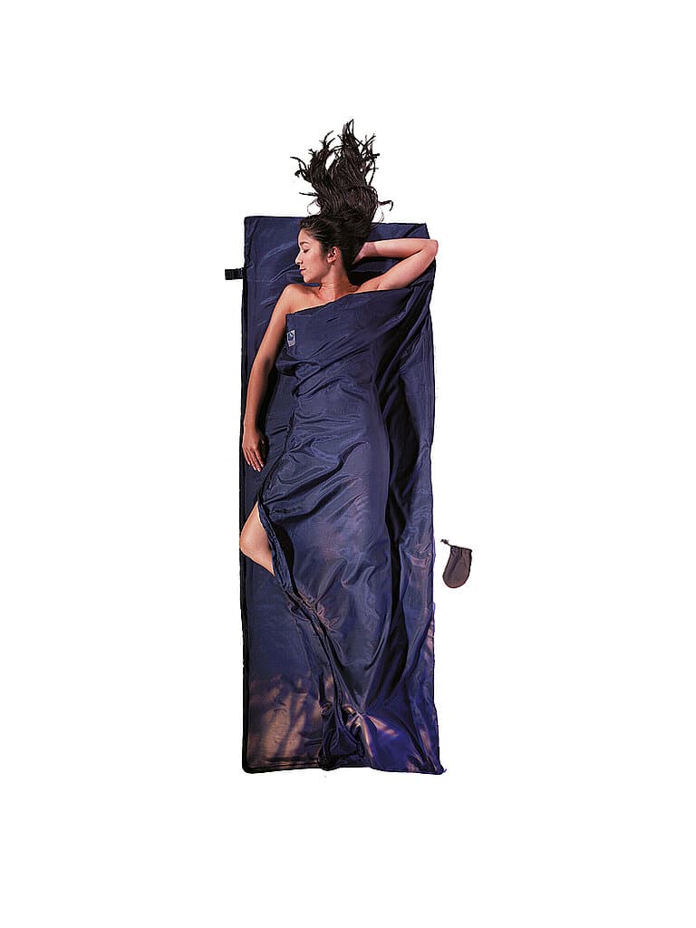COCOON Reiseschlafsack Travelsheet Seide/Baumwolle 14,5x7,5cm 220g blau