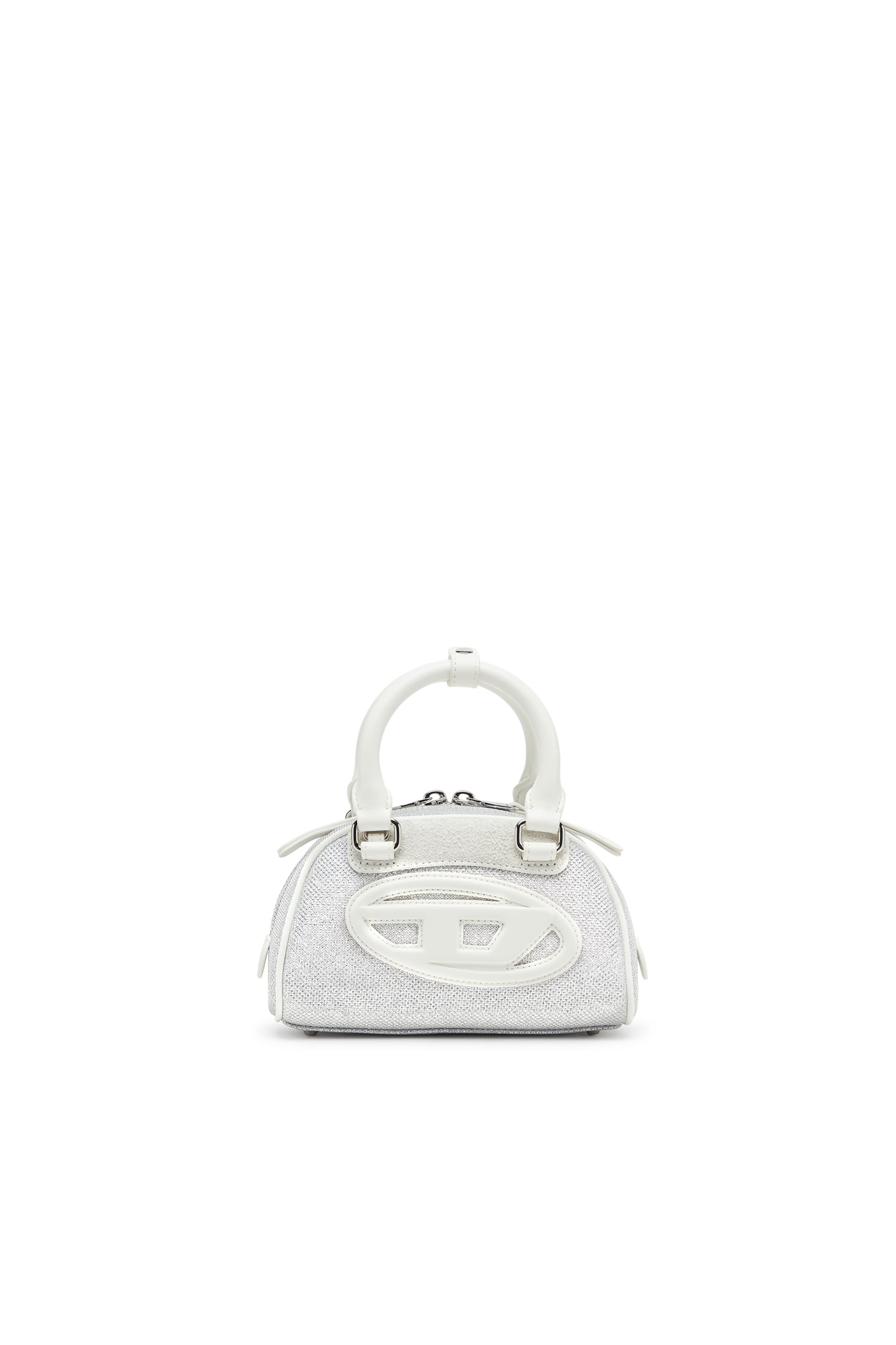 Diesel - 1DR Dome-Kleine-Bowling-Tasche aus Lurexstoff - Schultertaschen - Damen - Weiss