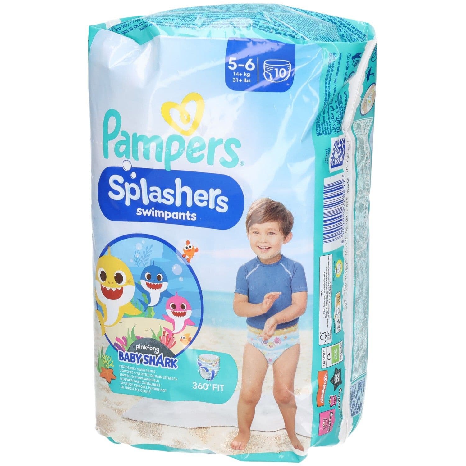 Pampers Splashers Größe 5-6, 10 Einweg-Schwimmwindeln, 14+ kg, Für Sicheren Schutz Im Wasser Windeln St Unisex
