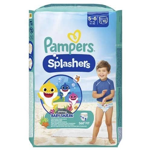 Pampers Splashers 5-6 (14+ kg) Einweg-Baby-Hai-Schwimmwindeln, 10 Stück