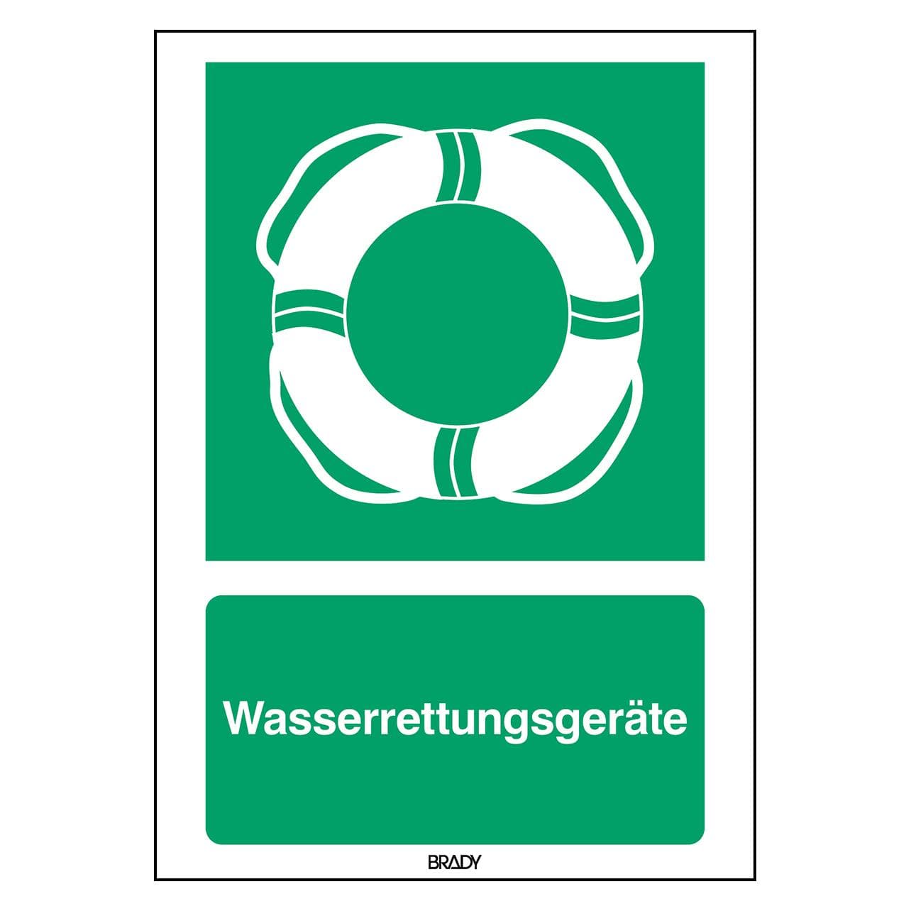 Brady, Sicherheitskennzeichnung, E/E061/DE279/PE-210X297-1, ISO-Sicherheitsschild – Wasserrettungsgeräte