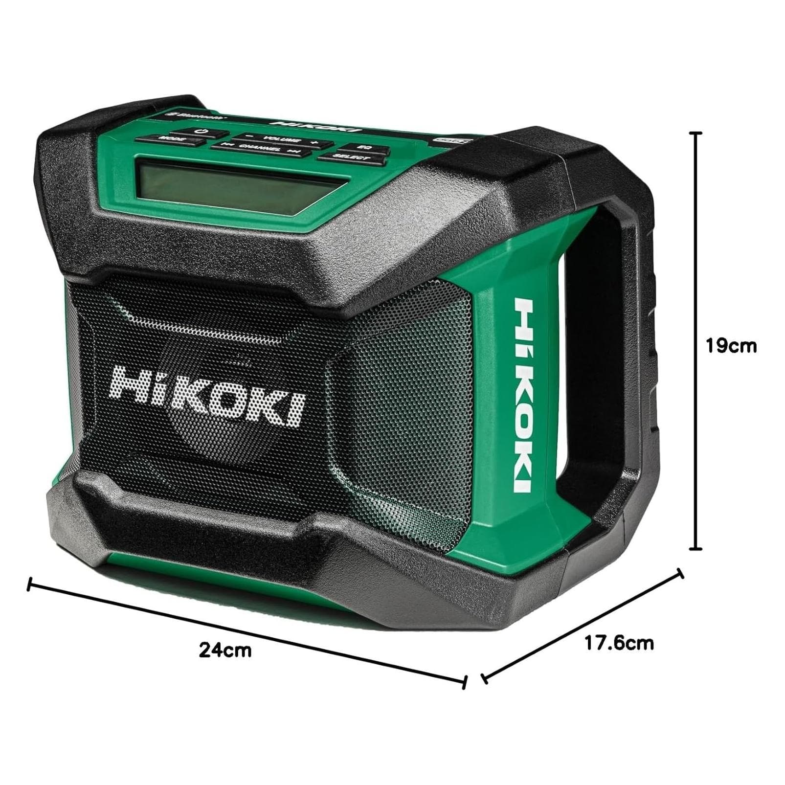 Hikoki UR18DA Akku Baustellenradio (DAB+, Bluetooth) 18V+MV (Basic/Karton) (AM, DAB+, FM, Bluetooth), Radio, Grün, Schwarz