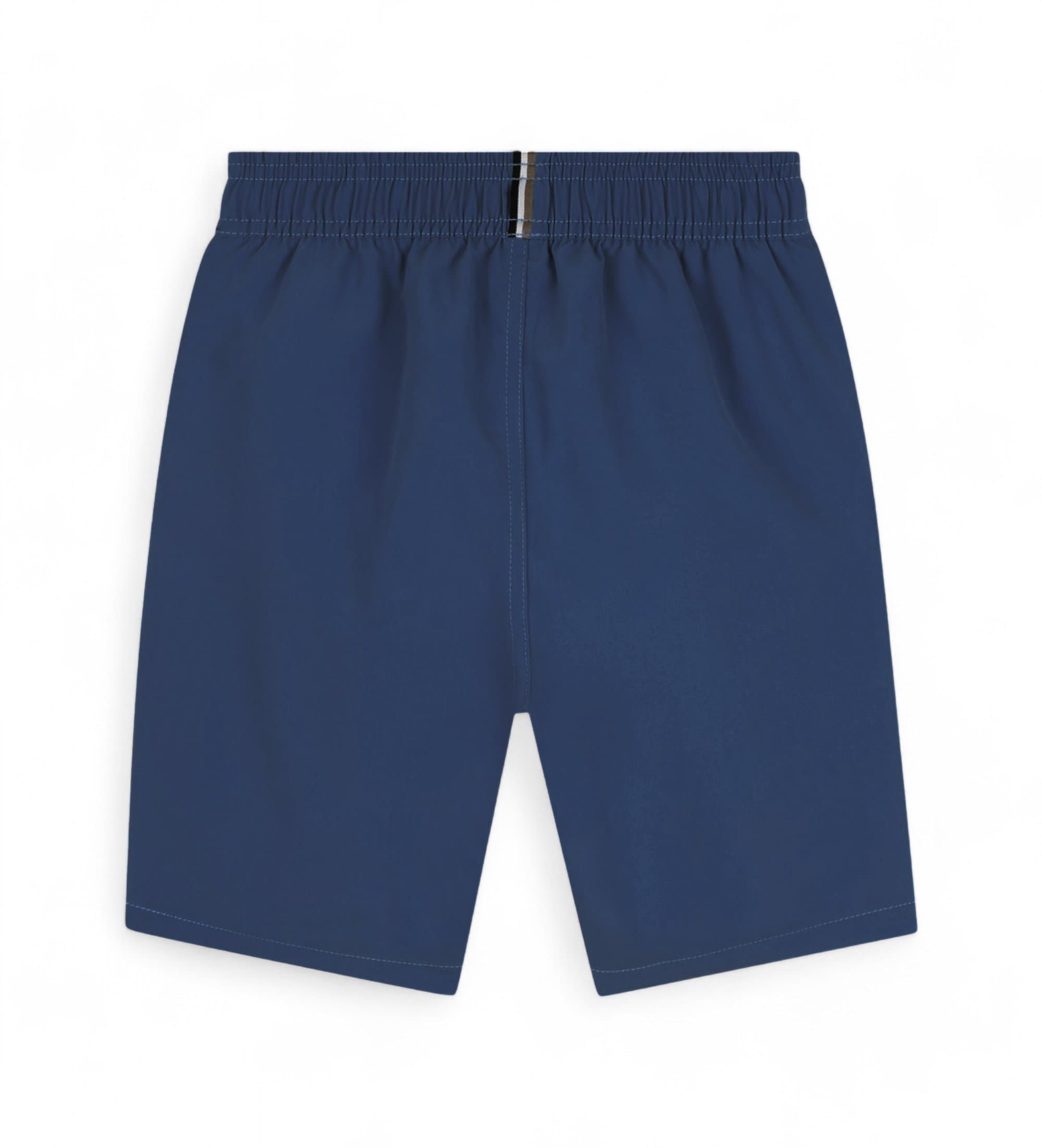BOSS für Jungen. J51973 Surfing Trunks mit marineblauem Logodruck (8Y= 126cm), Strandbekleidung, Polyester, Kinderbekleidung