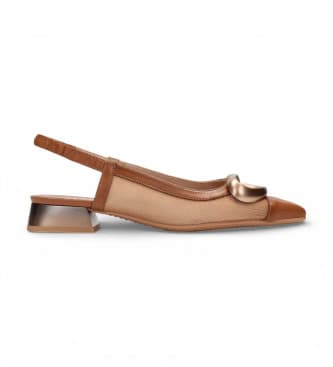 Hispanitas für Damen. HV253955 Braune Dali-Ballerinas (39), Leder, Wohnung, 1 bis 3 cm, Keine, Lässig